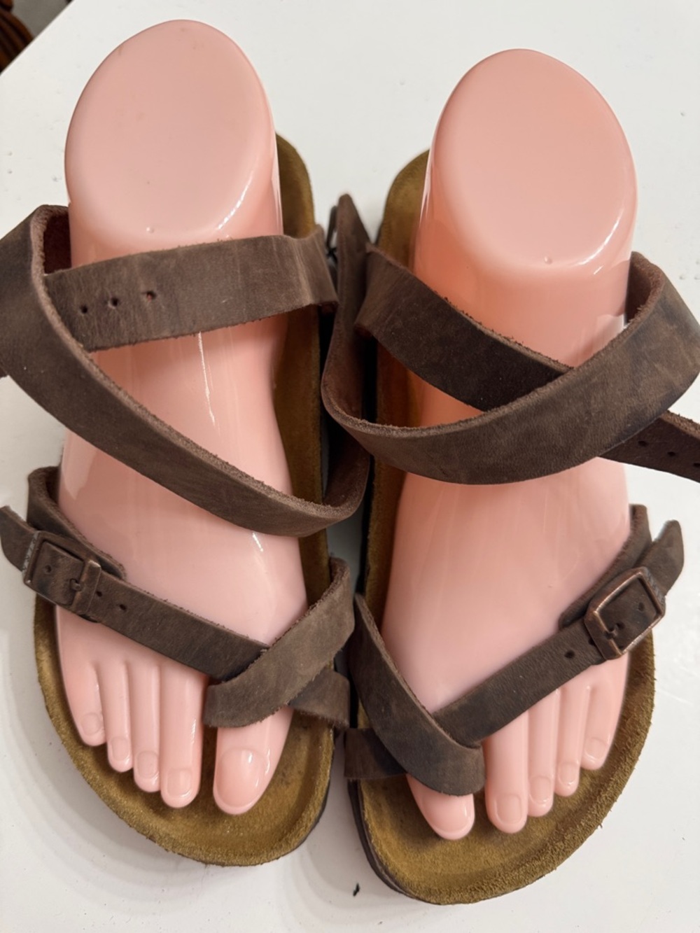 Women’s Brown Suede Strappy Comfort Sandals size 38 - Picture 2 of 6